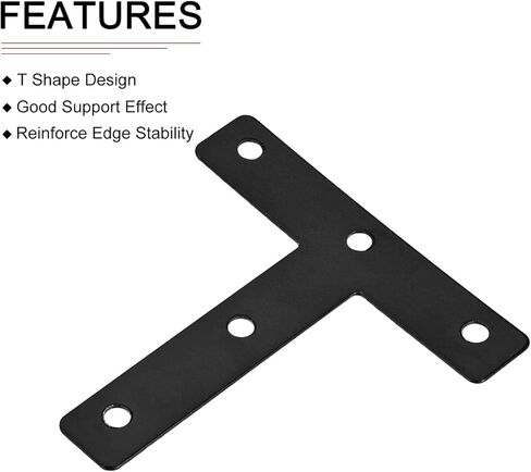 DTGN 3.15"x3.15"(HxW) T Brackets - 10Pack - Good for Furniture Mending Repair - Durable Iron Fixing Brace Plates W/Screws - Black in Kuwait