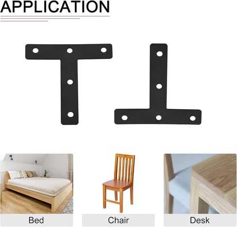 DTGN 3.15"x3.15"(HxW) T Brackets - 10Pack - Good for Furniture Mending Repair - Durable Iron Fixing Brace Plates W/Screws - Black in Kuwait
