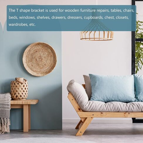 DTGN 3.15"x3.15"(HxW) T Brackets - 10Pack - Good for Furniture Mending Repair - Durable Iron Fixing Brace Plates W/Screws - Black in Kuwait