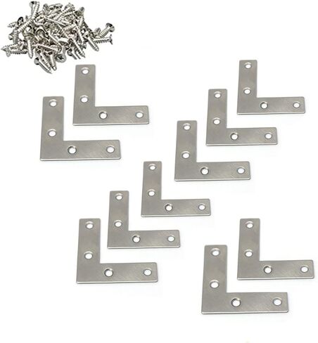 Flat Corner Braces, 10PCS Corner Brackets, L Type Flat Zinc Plated Steel Corner Braces, Stainless Steel Corner Brace with Screws in Saudi Arabia