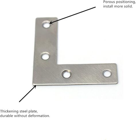 Flat Corner Braces, 10PCS Corner Brackets, L Type Flat Zinc Plated Steel Corner Braces, Stainless Steel Corner Brace with Screws in Saudi Arabia