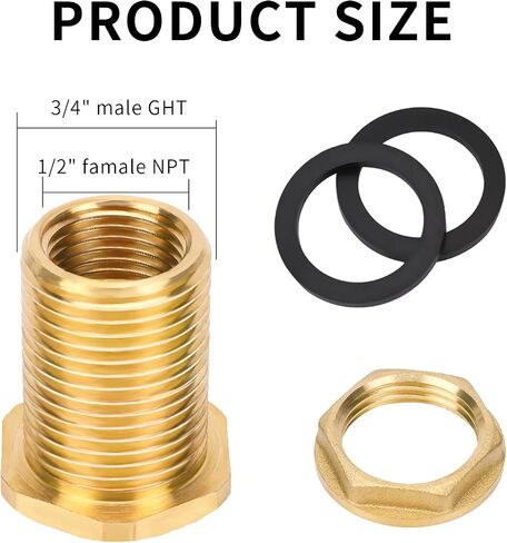 1/2 "أنثى NPT و 3/4" خرطوم حديقة ذكر تركيب الحاجز الملولب مع 2 حشية مطاطية موصل خزان المياه النحاسي الصلب in Kuwait