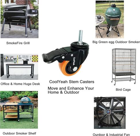 عجلات جذعية ملولبة مقاس 7.62 سم، عجلات بديلة ممتازة شديدة التحمل لعربات المرافق، الأرفف، مقاعد عمل المرآب، شواية ويبر، طاولة القهوة وغيرها (عبوة من 8، 4 مع فرامل و4 دونات) in Kuwait