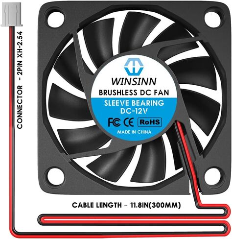 WINSINN DC 60 مم مروحة 24 فولت 6010 محمل كروي مزدوج تبريد بدون فرشاة 60 مم × 10 مم 2PIN (عبوة من 4 قطع) in Kuwait