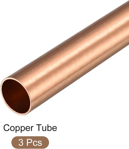 انبوب نحاسي معدني (قطر خارجي 20 ملم × جدار 1 ملم T × 100 ملم طول)، 3 قطع، انابيب مستقيمة - للاثاث المنزلي والالات والحرف اليدوية in Kuwait