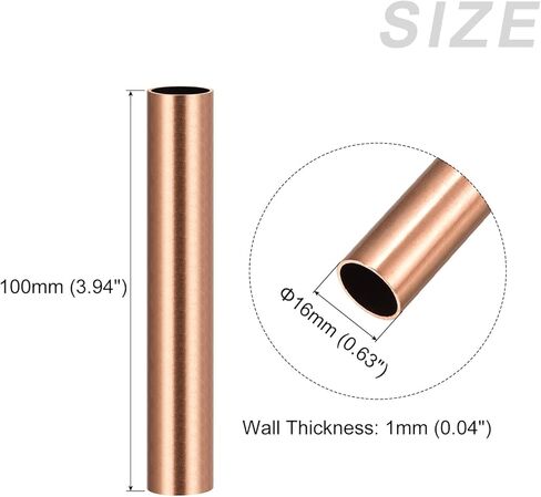 METALLIXITY Copper Tube (16mm OD x 1mm Wall T x 100mm L) 2Pcs, Straight Tubing - for Home Furnishing, Machinery, DIY Handicraft in Kuwait