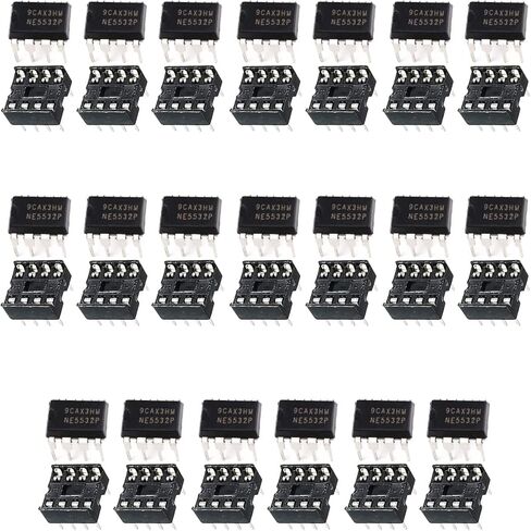 DKARDU 20 قطعة NE5532P NE5532 مضخم تشغيلي مزدوج منخفض الضوضاء DIP-8 IC شريحة دقيقة 38 مللي أمبير + 20 قطعة DIP-8 IC مقبس، لتجربة الإلكترونيات DIY in Kuwait
