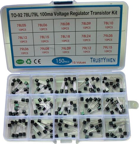 Gernal TRUSTYIWE 15Values 150pcs TO-92 78L05 78L06 78L08 78L09 78L10 78L12 78L15 78L18 78L24 79L05 79L15 78L79L 100ma Voltage Regulator Transistor Kit in Saudi Arabia