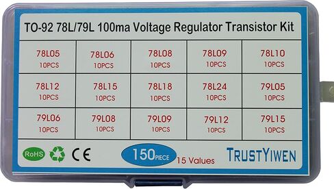 Gernal TRUSTYIWE 15Values 150pcs TO-92 78L05 78L06 78L08 78L09 78L10 78L12 78L15 78L18 78L24 79L05 79L15 78L79L 100ma Voltage Regulator Transistor Kit in Saudi Arabia