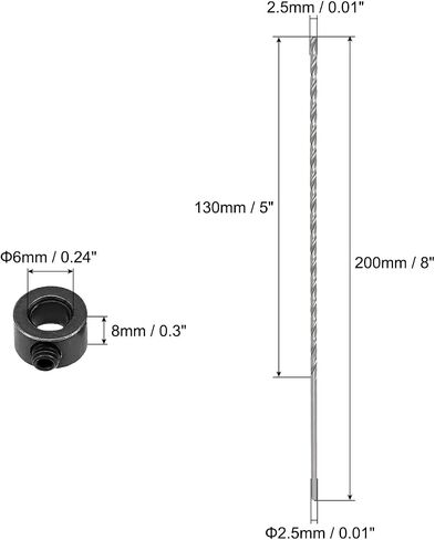 uxcell Drill Bit Set, 6mm Bore Drill Stop Set Screw Holder 2pcs, 2.5mm High Speed Steel Drill Bit 5pcs, Hex Wrench 1pcs in Saudi Arabia
