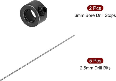 uxcell Drill Bit Set, 6mm Bore Drill Stop Set Screw Holder 2pcs, 2.5mm High Speed Steel Drill Bit 5pcs, Hex Wrench 1pcs in Saudi Arabia