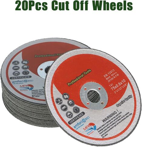 Timunr 20Pcs Cut Off Wheels 3 x 1/32 x 3/8 Inch Fit for Cutting Steel and Ferrous Metals 20100RPM 80M/S in Saudi Arabia