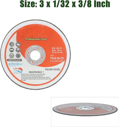 Timunr 20Pcs Cut Off Wheels 3 x 1/32 x 3/8 Inch Fit for Cutting Steel and Ferrous Metals 20100RPM 80M/S in Saudi Arabia