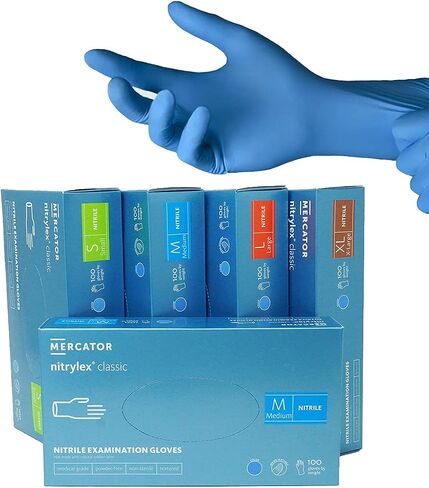 قفازات NITRYLEX Nitrile للفحص الطبي 1000/cs، خالية من البودرة/اللاتكس، منسوجة، أزرق in Saudi Arabia