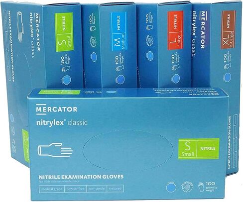 قفازات NITRYLEX Nitrile للفحص الطبي 1000/cs، خالية من البودرة/اللاتكس، منسوجة، أزرق in Saudi Arabia