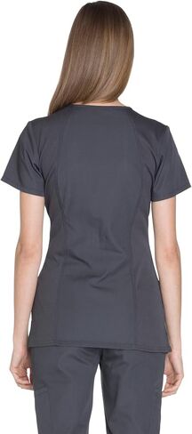 V-Neck Womens Scrubs Top Workwear Originals with Rib-Knit Back Panels WW645, S, Pewter in Kuwait