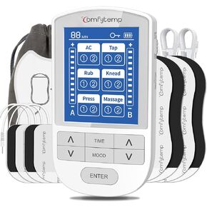 وحدة تحفيز العضلات Comfytemp TENS، آلة TENS مزدوجة القنوات لإدارة الألم، مدلك نبض إلكتروني للظهر والرقبة وعرق النسا وتخفيف آلام الكتف، 12 وضعًا، 8 وسادات كهربائية in Saudi Arabia