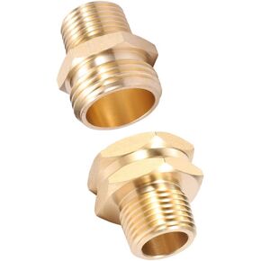 Garden Hose Adapter,3/4"GHT Male x 1/2" NPT Male Connector with 3/4"GHT Female x 1/2" NPT Male Connector,Brass Pipe to Garden Hose Fitting Connect (1/2 Couple)