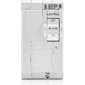 Leviton LB215 15A قاطع دائرة فرعي قياسي ثنائي القطب، مغناطيسي هيدروليكي، 120/240 فولت تيار متردد، أبيض in Kuwait