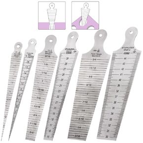 Swpeet 3 عبوات من الفولاذ المقاوم للصدأ 5/8 بوصة 5/6 بوصة 9/5 بوصة - 15 مم 30 مم 45 مم مجموعة متنوعة من المقاسات المستدقة، مقياس لحام مستدق، أداة فحص ثقب مسطرة اللحام المستدقة in Kuwait