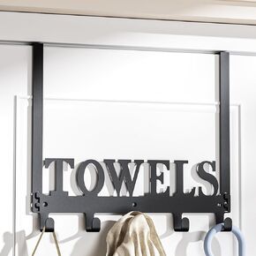 Over The Door Hooks, Over The Door Towel Rack, Sturdy Metal Black Over The Door Hangers Hooks, Over The Door Coat Rack, Door Towel Hanger Holder for Bathroom Pool, Back of Door Hooks in Kuwait