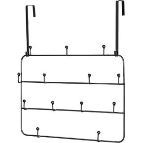 Over The Door Hooks Over Door Hanger Rack Multi Use Metal Over The Door Hook Decorative Over Door Hanger for Coats Hats Robes Clothes Towels (Black,1 Set)
