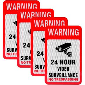 Kichwit 6-Pack Video Surveillance Sign Reflective Sticker Decal Self Adhesive 5.9" x 4", UV Protected & Waterproof, Indoor & Outdoor Use