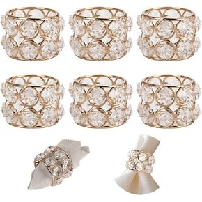 OwnMy مجموعة من 6 حلقات منديل من الخرز الكريستالي، حلقات منديل تزيينية لامعة للمناديل القماشية، حامل حلقات منديل لحفلات الزفاف، قطع مركزية لطاولة الطعام، ديكور رومانسي، لون فضي in Kuwait