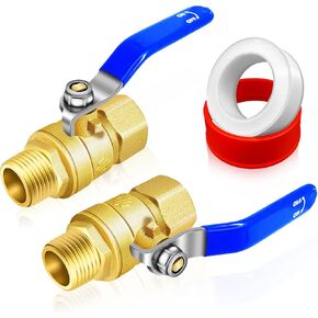 Full Port Ball Valves Kit, 3/4'' NPT Full Bore Ball Valves Set, 2pcs Full flow Ball Valves, Forged Brass Ball Valves with 3/4'' NPT Female to 3/4'' NPT Male Thread, for Water Oil and Gas Pipeline