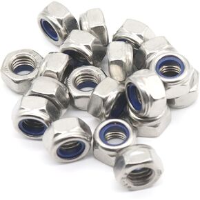 binifiMux 200pcs M3-0.5mm 304 Stainless Steel Nylon Inserted Self Locking Nuts Silver in Kuwait