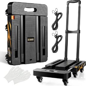 عربة دوللي لشاحنة يدوية قابلة للطي (440 رطل)، عربة أمتعة شديدة التحمل مع 6 عجلات من المطاط اللدن حراريًا وتصميم سهل الإعداد، شاحنة منصة محمولة قابلة للطي للتنقل والسفر والاستخدام المكتبي in Kuwait