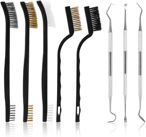 أداة اختيار فرشاة تنظيف مسدس Accmor، 3 عبوات فرش مزدوجة الأطراف + 2 عبوة واحدة من فرش التنظيف لجميع الأغراض مع 3 قطع من الفولاذ المقاوم للصدأ لتنظيف خبث اللحام والصدأ in Saudi Arabia