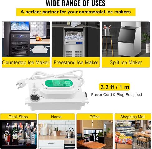 VEVOR Condensate Pump, 6.6 ft/2 m Lift, 110V Removal Drain Pump with 0.63 Qt/0.6 L Water Tank, 5W Automatic Condensation Pump with 100 L/H Flow, for Commercial Ice Makers of Different Types in Kuwait