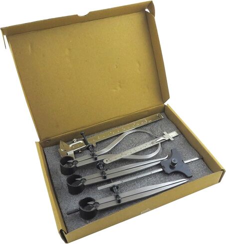 Taytools 6 Piece Measuring Set/Kit with 6" Spring Dividers, Inside & Outside Calipers, Depth Gauge, Pocket Ruler, Vernier Caliper 113500 in Kuwait