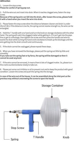 منظف ​​زنبركي للصرف المسدود من UPIT - مثقاب الثعبان (50 قدمًا (15 مترًا)) in Kuwait