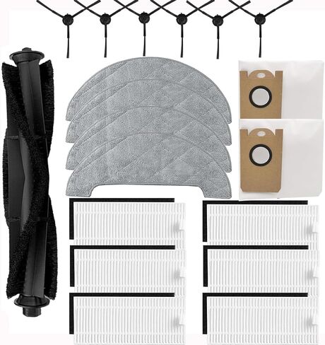 طقم ملحقات قطع غيار 19 قطعة لهونيتور Q6 برو ولاريسار L6 برو وAIRROBO T10+ وNeabot N2 مكنسة كهربائية روبوتية، 1 فرشاة رئيسية 6 فرش جانبية 6 مرشحات HEPA 4 منصات ممسحة 2 أكياس غبار in Kuwait