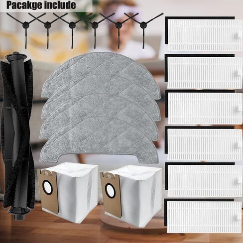 طقم ملحقات قطع غيار 19 قطعة لهونيتور Q6 برو ولاريسار L6 برو وAIRROBO T10+ وNeabot N2 مكنسة كهربائية روبوتية، 1 فرشاة رئيسية 6 فرش جانبية 6 مرشحات HEPA 4 منصات ممسحة 2 أكياس غبار in Kuwait