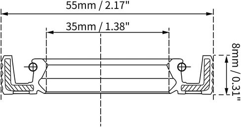 Uxcell مانع تسرب الزيت 35 مم ضياء داخلي 48 مم OD 7 مم مطاط الفلور السميك أختام الشفاه المزدوجة 2 قطعة in Kuwait