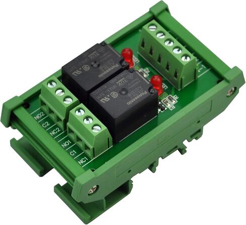 Electronics-Salon DIN Rail Mount 2 SPDT 10Amp Power Relay Interface Module, DC 5V Version. in Saudi Arabia