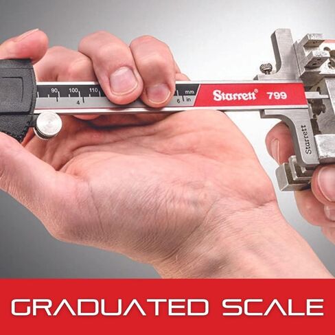 Starrett Stainless Steel IP67 Electronic Slide Caliper - 0-8" Range, 0005" Resolution, LCD Display, RS232 Output, Fine Adjustment, Slide Lock, in/mm Conversion - 798B-8/200 in Saudi Arabia