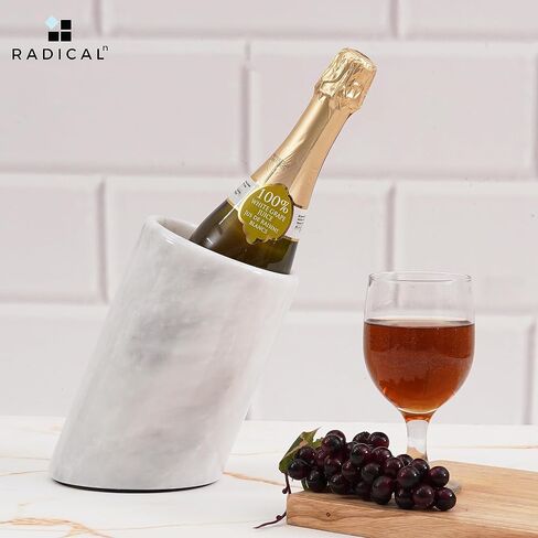 Radicaln Marble Wine Cooler White 5"x8.5" Inch Handmade Bar Accessories Wine Chiller - Ideal Housewarming Gift & Utensil Holder For Countertop - Portable Bar Beverage Cooler For Champagne Wall in Saudi Arabia