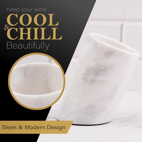 Radicaln Marble Wine Cooler White 5"x8.5" Inch Handmade Bar Accessories Wine Chiller - Ideal Housewarming Gift & Utensil Holder For Countertop - Portable Bar Beverage Cooler For Champagne Wall in Saudi Arabia