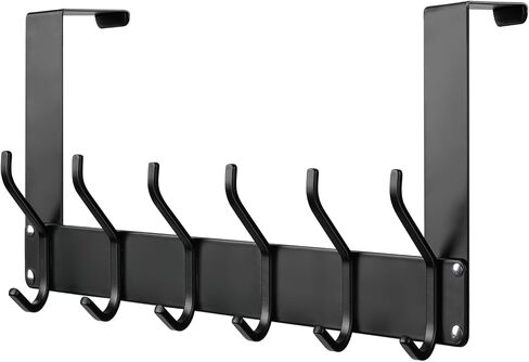 زي ان بين علاقة باب تعلق على الباب مع 12 خطاف معطف لحقيبة المناشف والقبعة والروب والملابس، منظم للحمام فوق الباب رف منشفة للمطبخ وغرفة المعيشة (اسود) in Kuwait