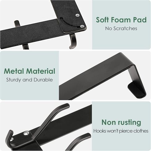 زي ان بين علاقة باب تعلق على الباب مع 12 خطاف معطف لحقيبة المناشف والقبعة والروب والملابس، منظم للحمام فوق الباب رف منشفة للمطبخ وغرفة المعيشة (اسود) in Kuwait