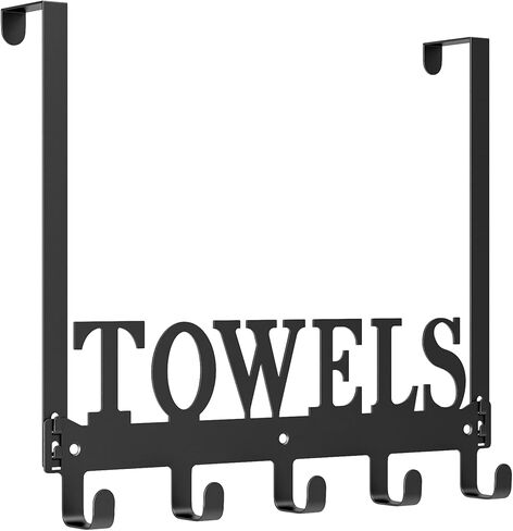 الكنغر المتسلق فوق خطافات الباب، رفوف المناشف للباب، خطافات شماعات فوق الباب مع 5 خطافات، حامل شماعة مناشف معدنية للباب وغرفة النوم والمطبخ وحمام السباحة والشاطئ، أسود in Kuwait