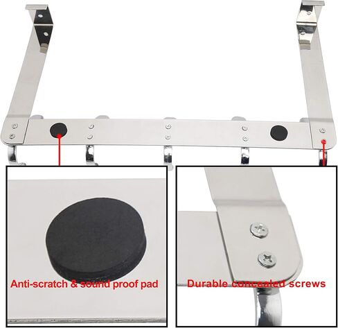 خطاف SKOLOO فوق الباب - 5 خطافات، شماعة خطاف فوق الباب لتعليق الملابس/المناشف/المعاطف/حقيبة الظهر/القبعة، رف معطف فوق الباب (فضي) in Kuwait