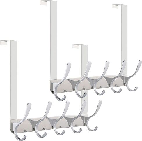 خطاف SKOLOO فوق الباب - 5 خطافات، شماعة خطاف فوق الباب لتعليق الملابس/المناشف/المعاطف/حقيبة الظهر/القبعة، رف معطف فوق الباب (فضي) in Kuwait