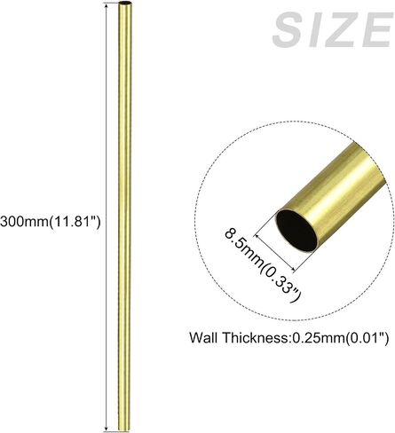 METALLIXITY Brass Tube(8.5mm OD x 0.25mm Wall T x 300mm L) 4Pcs, Straight Tubing - for Home Furnishing, Machinery, DIY Handicraft in Saudi Arabia