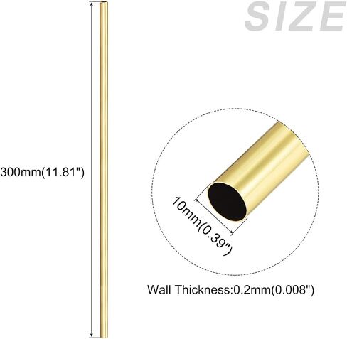 أنبوب نحاسي METALLIXITY (10 مم OD × 0.2 مم طول الجدار × 300 مم طول) قطعتان، أنابيب مستقيمة - للأثاث المنزلي، والآلات، والحرف اليدوية اليدوية in Saudi Arabia