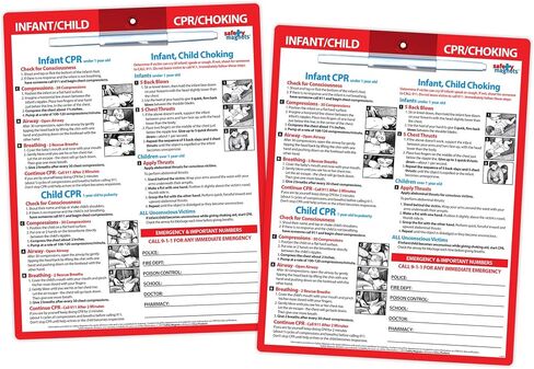 Safety Magnets by ZOCO – Infant and Child CPR & Choking Magnet – Laminated 8.5"x11" Emergency Numbers Fridge Card – First Aid Heimlich Maneuver for Parents, Caregivers, Daycare, Babysitters in Saudi Arabia